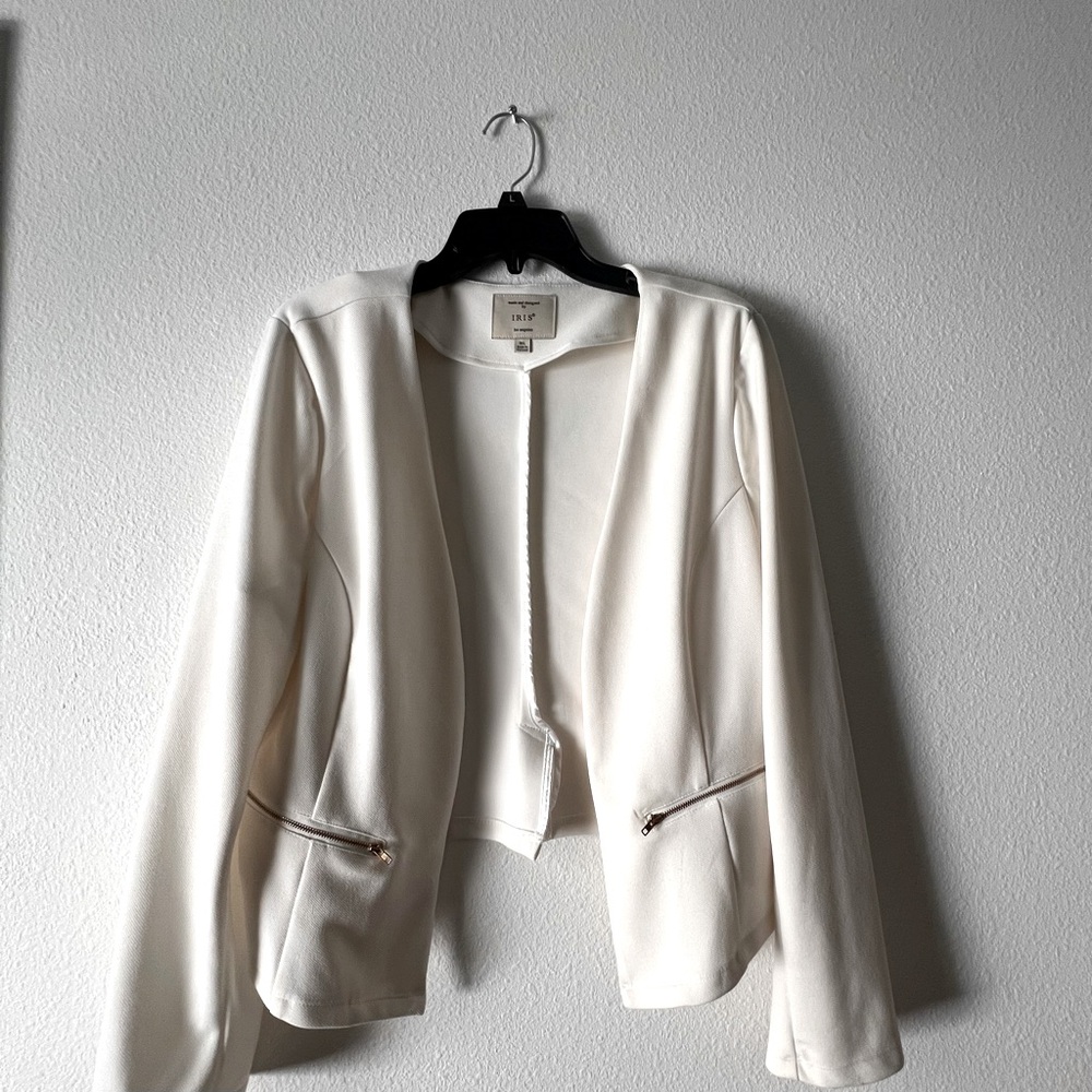 Iris women’s long sleeve blazer, open front cardigan jacket off white, 3XL, NWNT